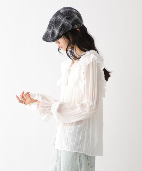 Heather(ヘザー)の「タイ付きプリーツフリルブラウス 328005(シャツ/ブラウス・レディース・ブラック/オフホワイト/ピンクベージュ・FREE)」の9枚目の写真