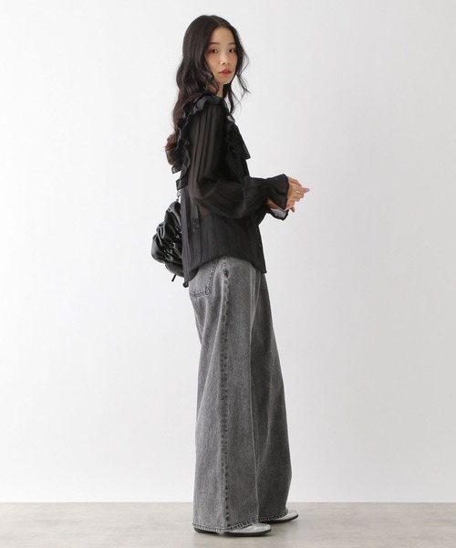 Heather(ヘザー)の「タイ付きプリーツフリルブラウス 328005(シャツ/ブラウス・レディース・ブラック/オフホワイト/ピンクベージュ・FREE)」の13枚目の写真