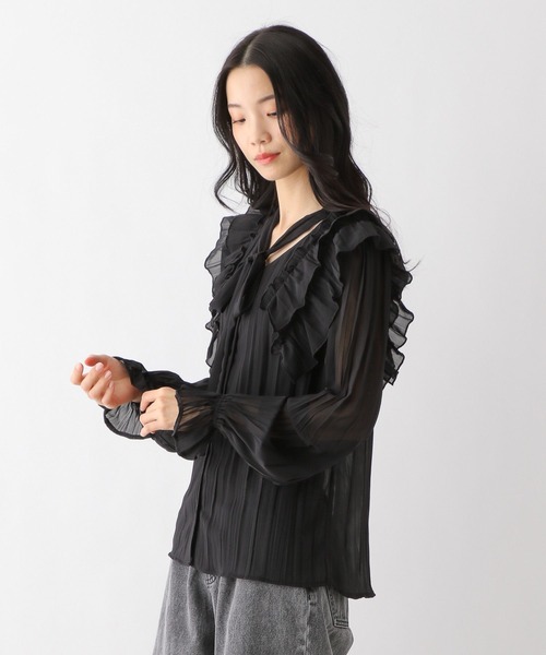 Heather(ヘザー)の「タイ付きプリーツフリルブラウス 328005(シャツ/ブラウス・レディース・ブラック/オフホワイト/ピンクベージュ・FREE)」の16枚目の写真