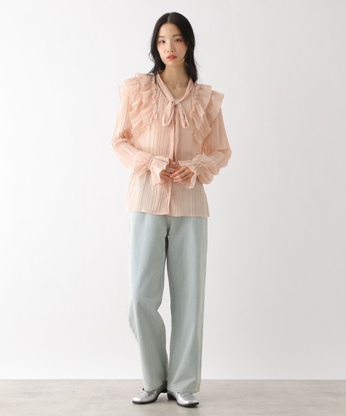 Heather(ヘザー)の「タイ付きプリーツフリルブラウス 328005(シャツ/ブラウス・レディース・ブラック/オフホワイト/ピンクベージュ・FREE)」の21枚目の写真