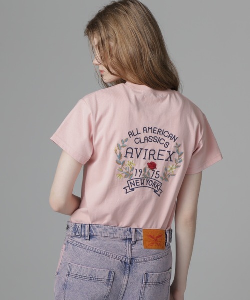tシャツ Aniversario アーカイブ刺繍Tシャツ レディース AMBIDEX Store ○花刺繍 袖フレアTシャツ(F シロ×マルチ): yuni