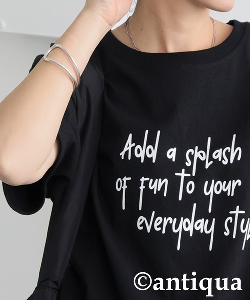 antiqua(アンティカ)の「手描き風ロゴTシャツ(Tシャツ/カットソー・レディース・グレー系その他/ブラック系その他/ホワイト系その他・ONE SIZE)」の16枚目の写真