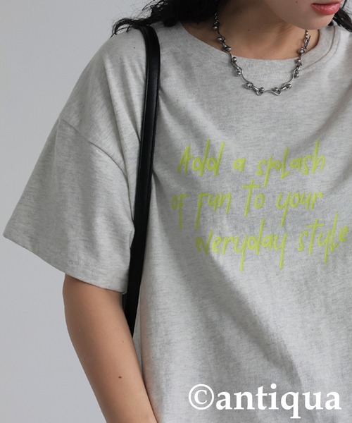 antiqua(アンティカ)の「手描き風ロゴTシャツ(Tシャツ/カットソー・レディース・グレー系その他/ブラック系その他/ホワイト系その他・ONE SIZE)」の19枚目の写真