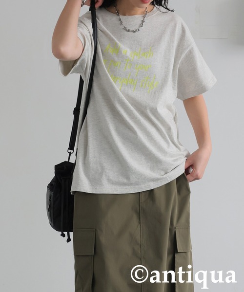 antiqua(アンティカ)の「手描き風ロゴTシャツ(Tシャツ/カットソー・レディース・グレー系その他/ブラック系その他/ホワイト系その他・ONE SIZE)」の21枚目の写真