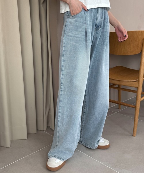 セール】WEGO/【25年春夏新作】モチーフデニムタックパンツ