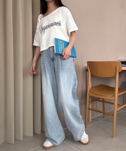 WEGO（ウィゴー）の「WEGO/モチーフデニムタックパンツ（デニムパンツ・レディース・ライトインディゴブルー/ブラック系2/スカイブルー/コバルトブルー・MEDIUM/SMALL）」の10枚目の写真