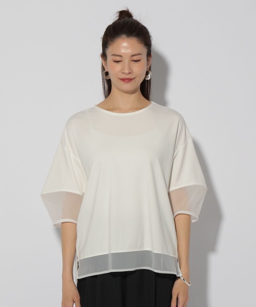 Elura（エルーラ）の「ドレスアップシアー切替プルオーバー/321608（Tシャツ/カットソー・レディース・ブルー/ホワイト/ネイビー/ライトブルー・SMALL/MEDIUM/LARGE）」の13枚目の写真