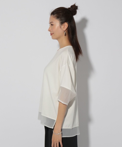 Elura（エルーラ）の「ドレスアップシアー切替プルオーバー/321608（Tシャツ/カットソー・レディース・ブルー/ホワイト/ネイビー/ライトブルー・SMALL/MEDIUM/LARGE）」の14枚目の写真