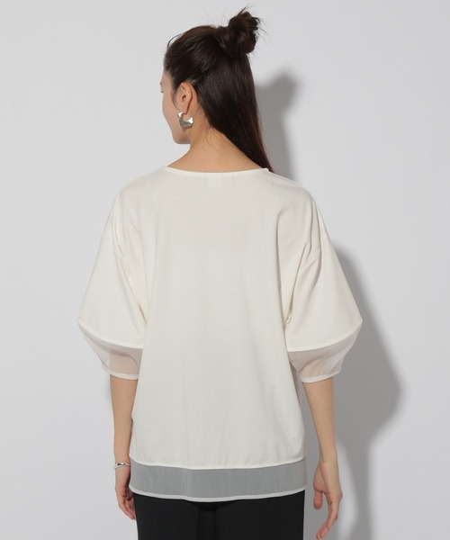 Elura（エルーラ）の「ドレスアップシアー切替プルオーバー/321608（Tシャツ/カットソー・レディース・ブルー/ホワイト/ネイビー/ライトブルー・SMALL/MEDIUM/LARGE）」の15枚目の写真