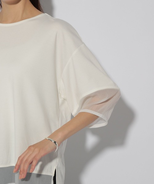 Elura（エルーラ）の「ドレスアップシアー切替プルオーバー/321608（Tシャツ/カットソー・レディース・ブルー/ホワイト/ネイビー/ライトブルー・SMALL/MEDIUM/LARGE）」の17枚目の写真