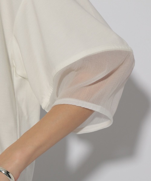 Elura（エルーラ）の「ドレスアップシアー切替プルオーバー/321608（Tシャツ/カットソー・レディース・ブルー/ホワイト/ネイビー/ライトブルー・SMALL/MEDIUM/LARGE）」の18枚目の写真