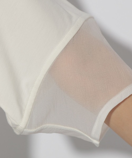 Elura（エルーラ）の「ドレスアップシアー切替プルオーバー/321608（Tシャツ/カットソー・レディース・ブルー/ホワイト/ネイビー/ライトブルー・SMALL/MEDIUM/LARGE）」の6枚目の写真