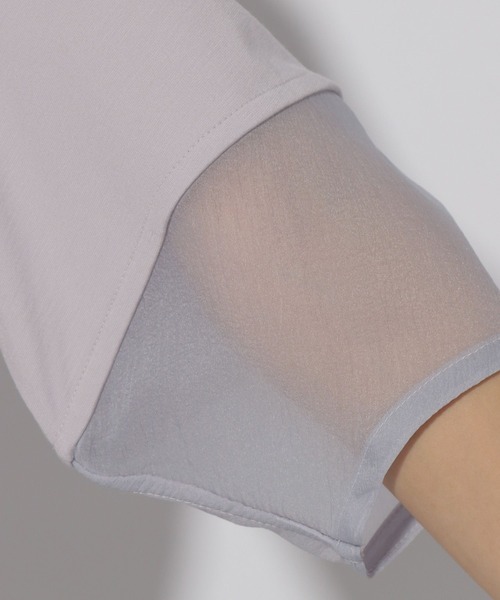 Elura（エルーラ）の「ドレスアップシアー切替プルオーバー/321608（Tシャツ/カットソー・レディース・ブルー/ホワイト/ネイビー/ライトブルー・SMALL/MEDIUM/LARGE）」の7枚目の写真