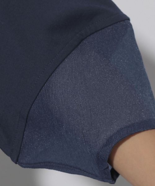 Elura（エルーラ）の「ドレスアップシアー切替プルオーバー/321608（Tシャツ/カットソー・レディース・ブルー/ホワイト/ネイビー/ライトブルー・SMALL/MEDIUM/LARGE）」の9枚目の写真