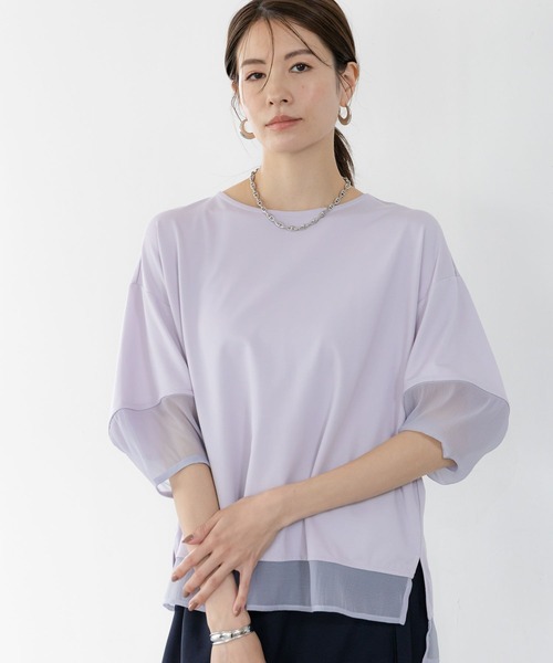Elura（エルーラ）の「ドレスアップシアー切替プルオーバー/321608（Tシャツ/カットソー・レディース・ブルー/ホワイト/ネイビー/ライトブルー・SMALL/MEDIUM/LARGE）」の22枚目の写真