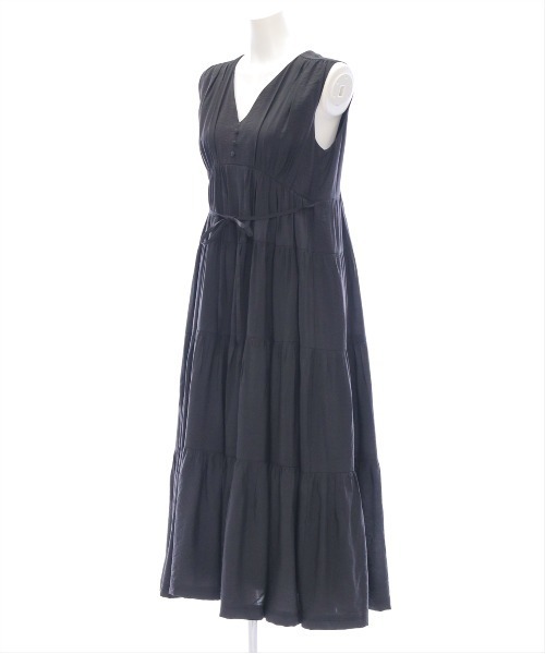 CLEAR BASIC（クリアベーシック）の「【低身長サイズ有】Vネックノースリーブティアードワンピース[シンプル 着回し抜群 大人]≪SS新作≫（ワンピース・レディース・オレンジ/ミント/ラベンダー/ブラック・F/XS）」の11枚目の写真