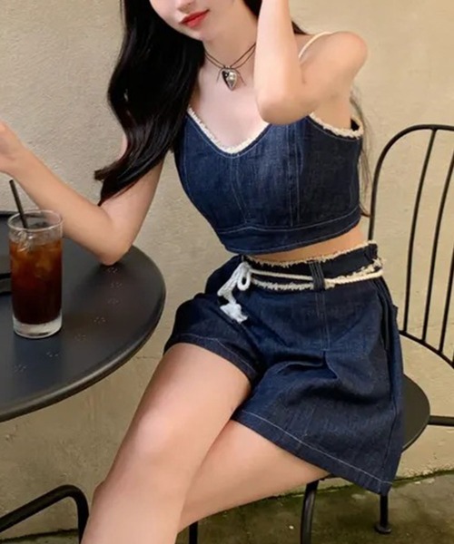 デニムキャミソールとパンツのセット 24r01tb015_3.jpg