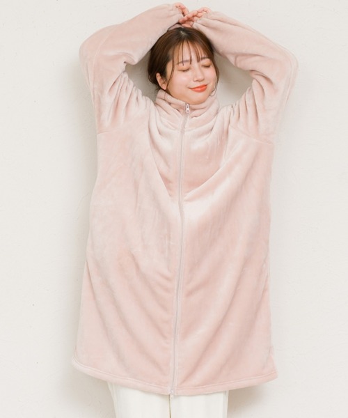 MARAI(マーライ)の「着る毛布 ジップアップローブ ニューマイヤー(ダッフルコート・レディース・ホワイト/ブラウン/ピンク/ネイビー/グレー・FREE)」の8枚目の写真