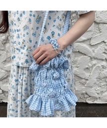 PINK HOUSE(sNnEX)gingham check shibori flower bracelet(uXbg)