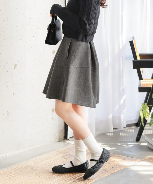 Petitle（プチレ）の「[ 低身長向けサイズ ] ダイバーフレアキュロット（その他パンツ・レディース・ブラック/チャコール・PM/PS）」の8枚目の写真