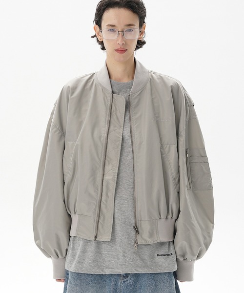 MASONPRINCE(メイソンプリンス)の「ショート丈 ドロップショルダー MA-1 ブルゾン JK4045【MASONPRINCE】(MA-1・メンズ・ネイビー/グレー・L/M/S)」の3枚目の写真