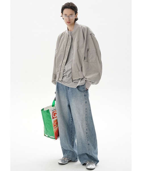 MASONPRINCE(メイソンプリンス)の「ショート丈 ドロップショルダー MA-1 ブルゾン JK4045【MASONPRINCE】(MA-1・メンズ・ネイビー/グレー・L/M/S)」の4枚目の写真