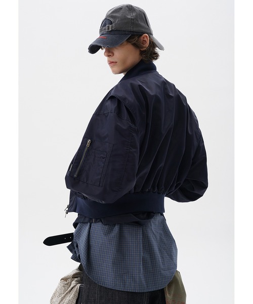 MASONPRINCE(メイソンプリンス)の「ショート丈 ドロップショルダー MA-1 ブルゾン JK4045【MASONPRINCE】(MA-1・メンズ・ネイビー/グレー・L/M/S)」の16枚目の写真