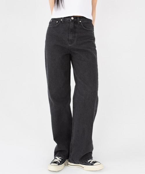 さらに100円引き◆MUAHMUAH◆WASHED WIDE DENIM PANTS A'GEM/9 × .kom 『muah muah/ムーアムーア』WASHED WIDE DENIM