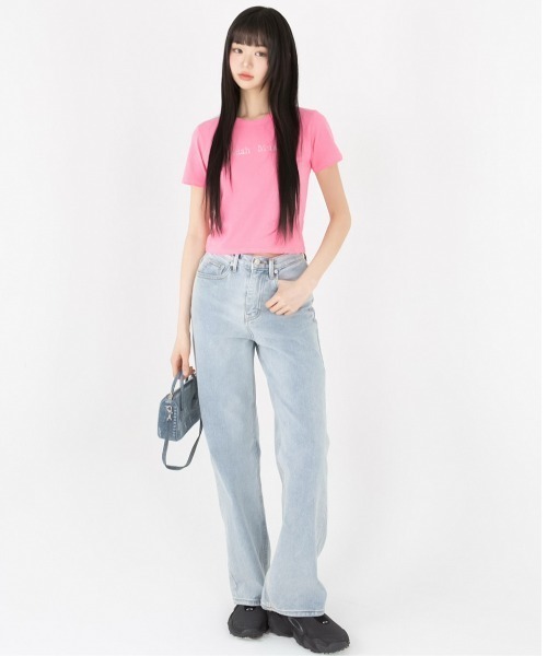 muahmuah(ムーアムーア)の「A'GEM/9 × .kom 『muah muah/ムーアムーア』WASHED WIDE DENIM PANTS/ウァッシュードワイドデニムPT(デニムパンツ・レディース・ライトブルー/ブラック・S/M)」の9枚目の写真