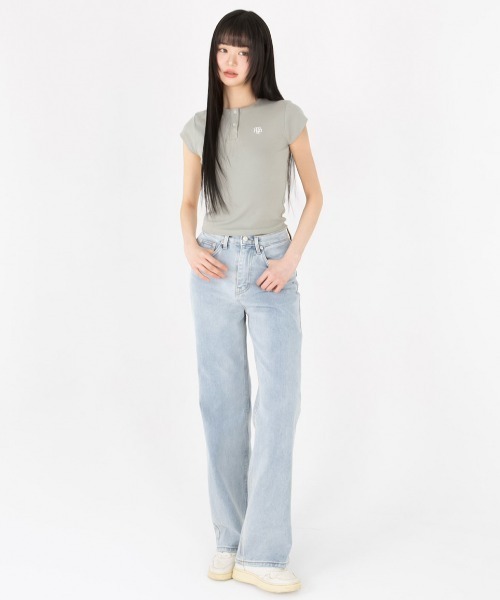 ●muahmuah● Washed wide denim pants light blue MUP25101 ○muahmuah○ Washed wide denim pants light blue MUP25101