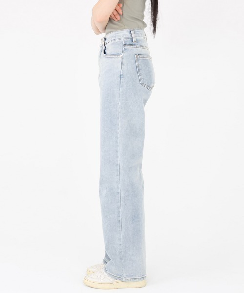 muahmuah(ムーアムーア)の「A'GEM/9 × .kom 『muah muah/ムーアムーア』WASHED WIDE DENIM PANTS/ウァッシュードワイドデニムPT(デニムパンツ・レディース・ライトブルー/ブラック・S/M)」の12枚目の写真