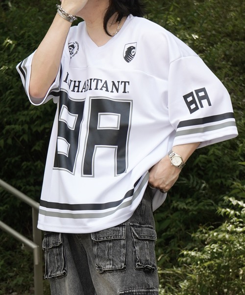 Vikka様AMRCN Tシャツ　bkホワイト 90～165cm展開】フラッグリブインサートTシャツ（Tシャツ