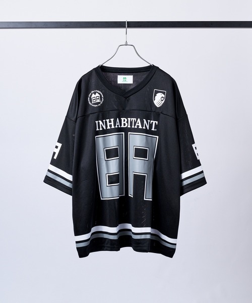 INHABITANT（インハビタント）の「【INHABITANT】ビッグシルエット フロントナンバリングプリント 半袖フットボールTシャツ カットソー ユニセックス（Tシャツ/カットソー・メンズ・ブラック/ホワイト/グレー・L/M）」の11枚目の写真