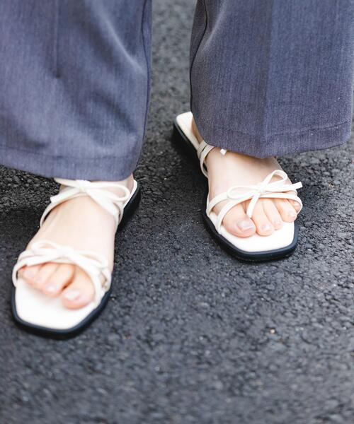 セール】『MADE IN JAPAN』ダブルリボンフラットサンダル（サンダル