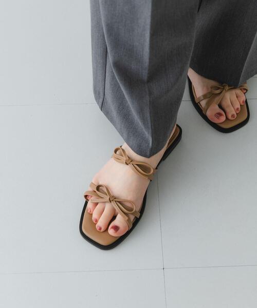 美品【OHGA】ダブルリボンサンダル L ブラック OHGA]ダブルリボンサンダル | KOBUNSHA SELECT SHOP | [OHGA