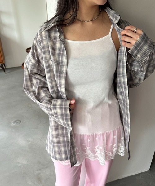 PILIT（ピリット）の「裾レース チュニックキャミソール（キャミソール・レディース・オフホワイト/ブラック・MEDIUM）」の21枚目の写真