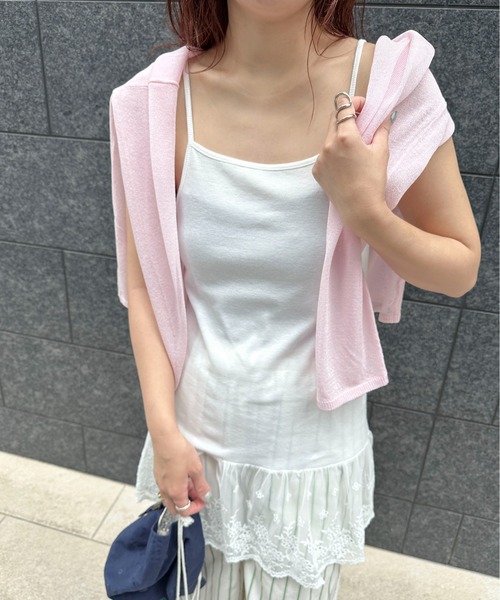 PILIT（ピリット）の「裾レース チュニックキャミソール（キャミソール・レディース・オフホワイト/ブラック・MEDIUM）」の10枚目の写真