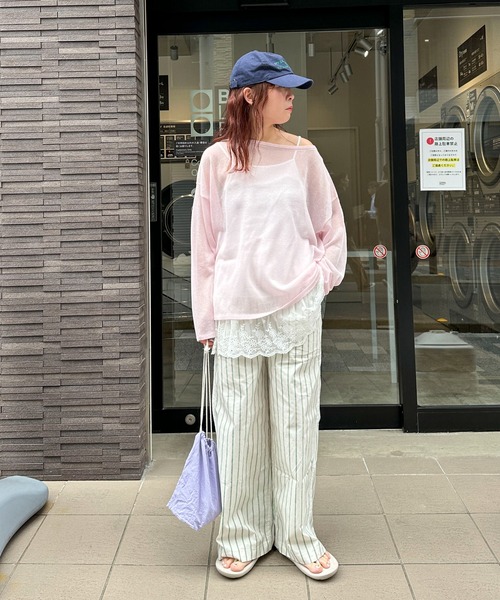 PILIT（ピリット）の「裾レース チュニックキャミソール（キャミソール・レディース・オフホワイト/ブラック・MEDIUM）」の5枚目の写真