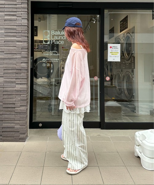 PILIT（ピリット）の「裾レース チュニックキャミソール（キャミソール・レディース・オフホワイト/ブラック・MEDIUM）」の6枚目の写真