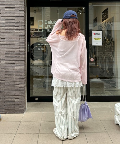 PILIT（ピリット）の「裾レース チュニックキャミソール（キャミソール・レディース・オフホワイト/ブラック・MEDIUM）」の7枚目の写真