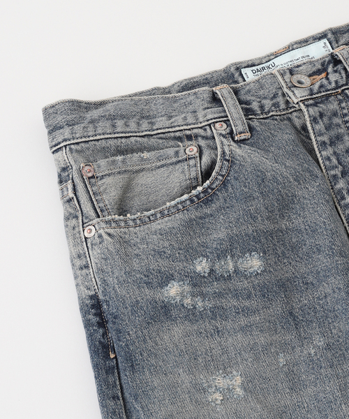 DAIRIKU(ダイリク)の「DAIRIKU / ダイリク Damage Straight Denim Pants RG-DNM6(デニムパンツ・メンズ・ブルー/ブラック・31/29/27)」の4枚目の写真