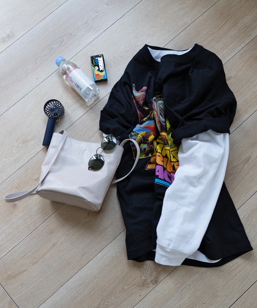 エーゼロ（エーゼロ）の「《牛革》ミニバケットショルダーバッグ（ショルダーバッグ・レディース・ブラック/グレイッシュベージュ・FREE）」の3枚目の写真