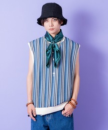 a.p.o.v.（エーピーオービー）の「a.p.o.v. レトロストライプメッシュ編みサマーニットベスト（ベスト）」