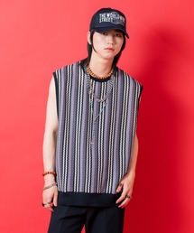 a.p.o.v.（エーピーオービー）の「a.p.o.v. レトロストライプメッシュ編みサマーニットベスト（ベスト）」