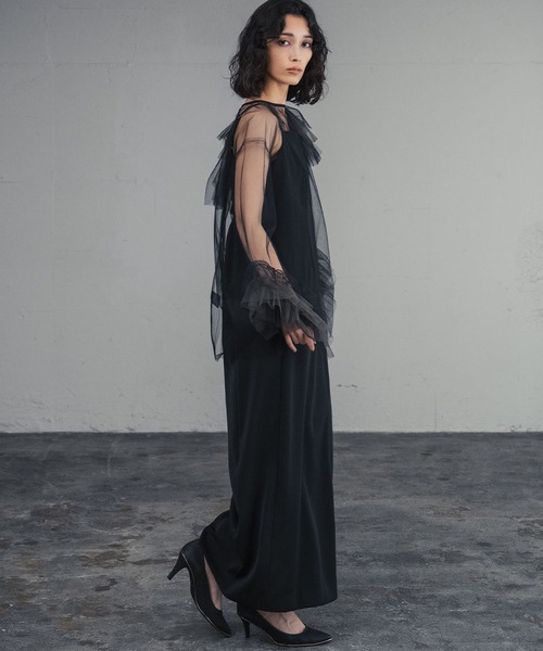 girl(ガール)の「ブルーミングチュールドレス 2点セット チュール フリル ブラウス キャミワンピース 結婚式 パーティードレス オケージョンドレス お呼ばれ 二次会 成人式 同窓会 謝恩会(ドレス・レディース・オリーブ/ブラック/オレンジ/ベージュ/ブルー・S/L/M)」の14枚目の写真