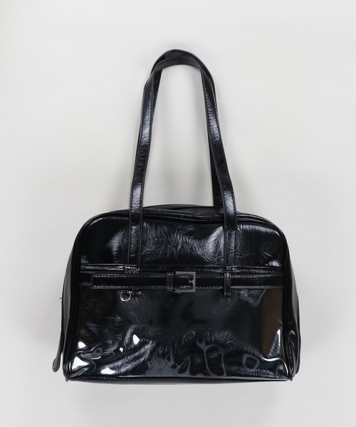 SPINNS（スピンズ）の「推しを入れたりデコったり♪ 合皮痛バッグ/スクエアベルト（トートバッグ・レディース・ピンク/シルバー/ブラック・ONESIZE）」の2枚目の写真