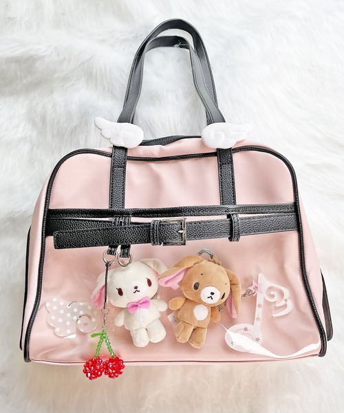 SPINNS（スピンズ）の「推しを入れたりデコったり♪ 合皮痛バッグ/スクエアベルト（トートバッグ・レディース・ピンク/シルバー/ブラック・ONESIZE）」の9枚目の写真