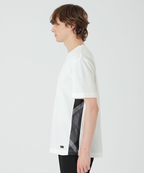 BLACK LABEL CRESTBRIDGE（ブラックレーベル・クレストブリッジ）の「テクスチャータックサイドチェックTシャツ（Tシャツ/カットソー・メンズ・グレー系その他/オフホワイト/ブラック・L/XL/M）」の5枚目の写真