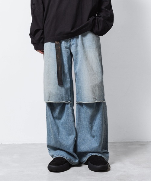 11OZ デニム カットオフ バギートラウザーズ / 11OZ DENIM CUT OFF