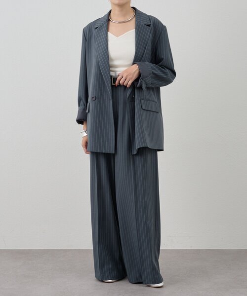 SHENERY(シーナリー)の「《セットアイテム》ストライプビッグジャケット(テーラードジャケット・レディース・ネイビー/グレー・36/38)」の5枚目の写真